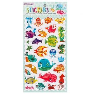 Fish & Sea Animals World 3D EVA Foam Stickers for Kids, Colorful Self-Adhesive Raised Stickers for Scrapbooking, Notebooks, 14.5 × 29 cm Sheet (QSE 22701)